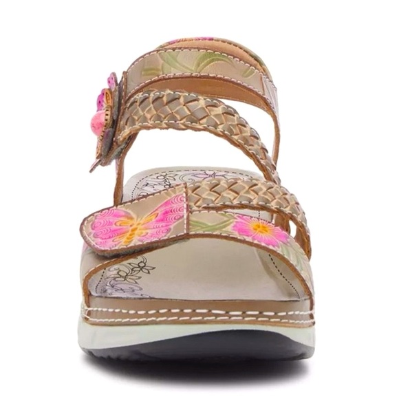L'Artiste Brissa Sandals- Grey/Multicolor Butterfly Floral Print Women’s Sandals - Picture 3 of 16